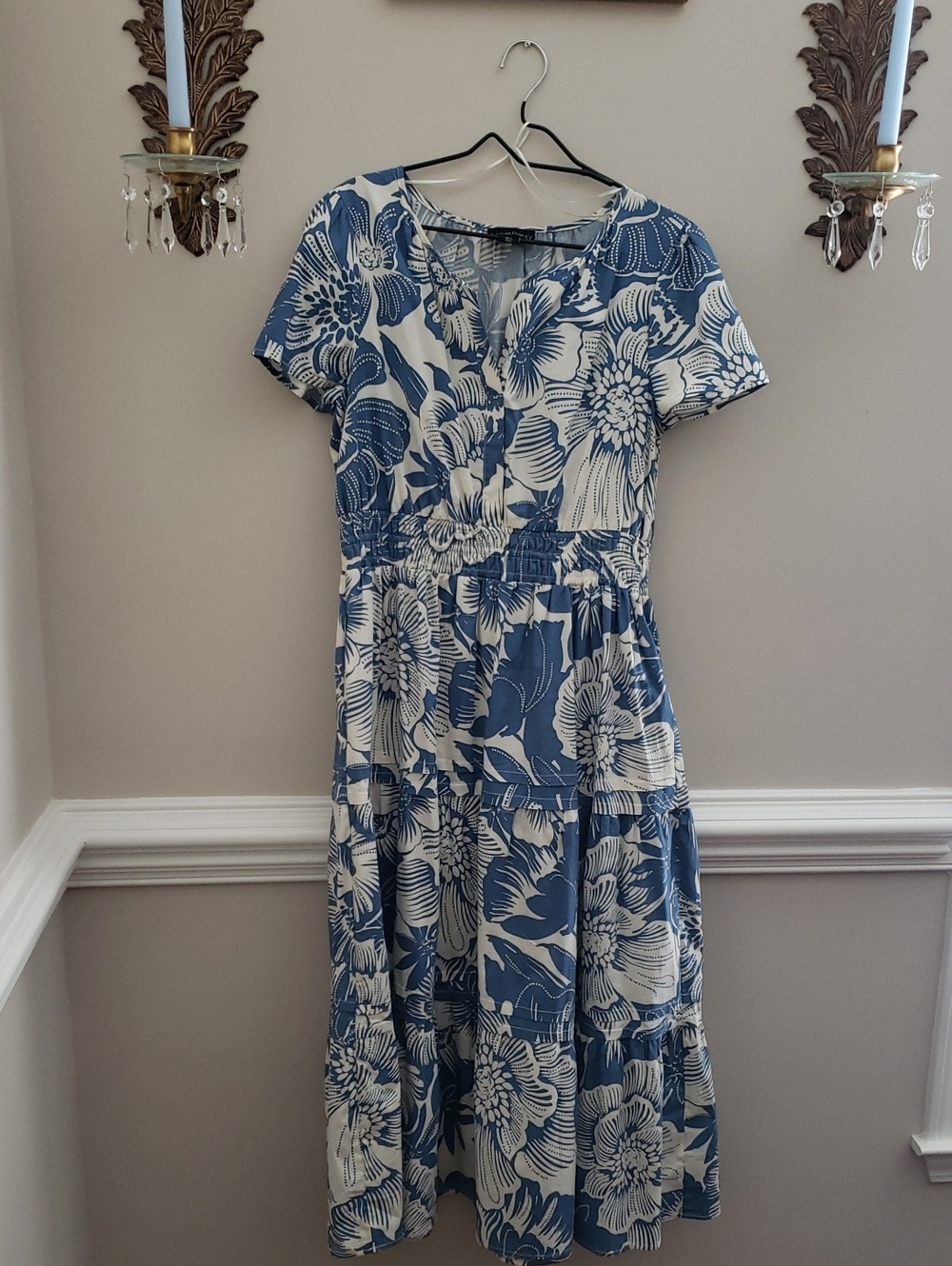 Cynthia Rowley  Blue and White Floral Maxi Dress